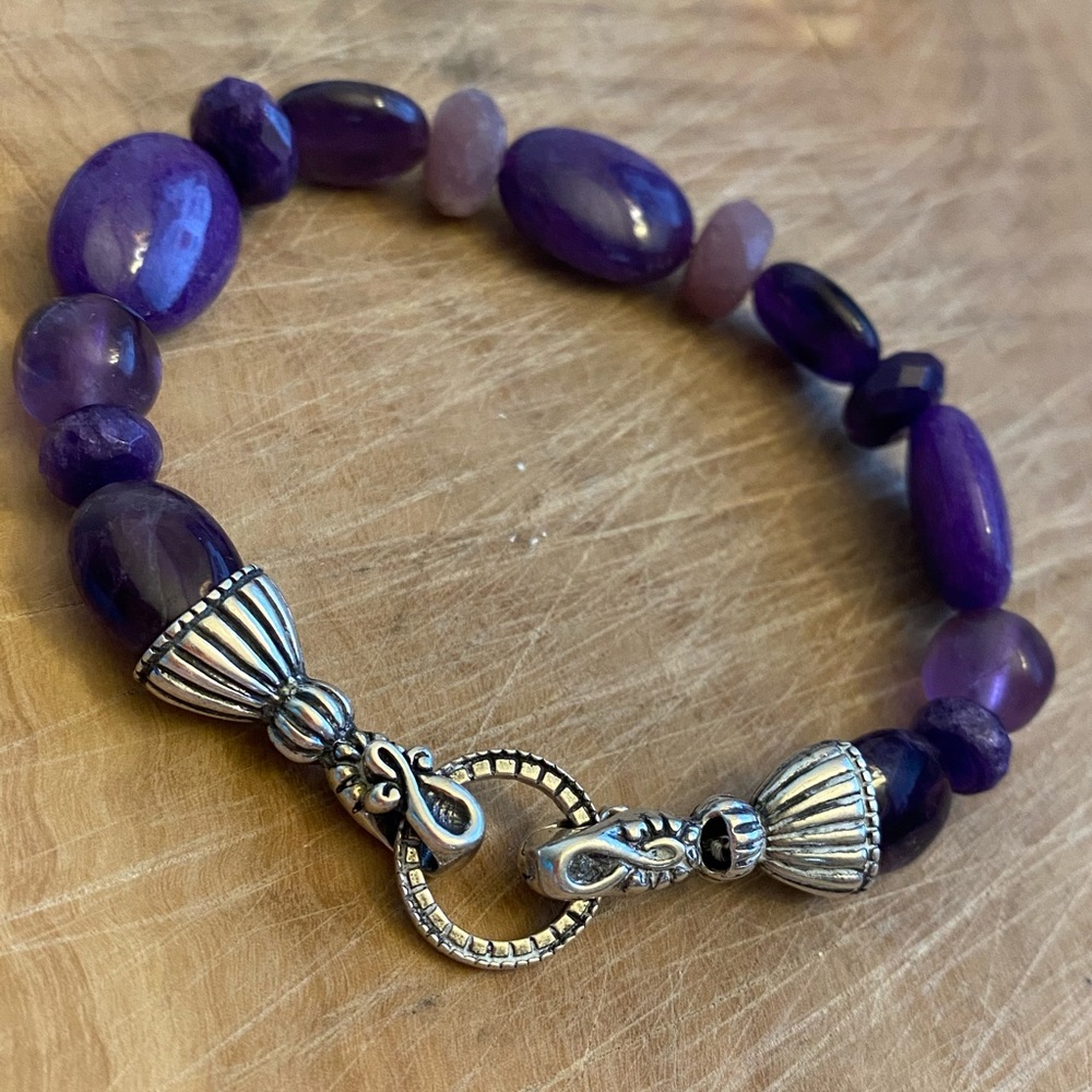 Caroline Pollack/Relios amethyst 925 sterling silver bead bracelet